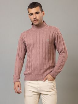Club York - Blush Pink Full Sleeve Solid Turtle Neck Sweater