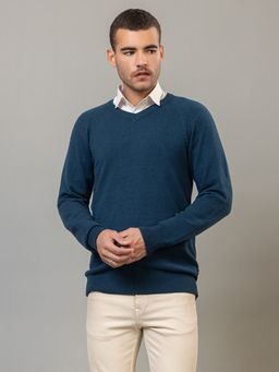 Club York - Navy Full Sleeve Solid Round Neck Sweater