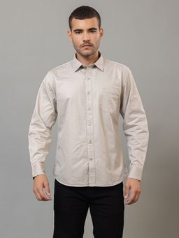 Club York - Beige Full Sleeve Solid Shirt