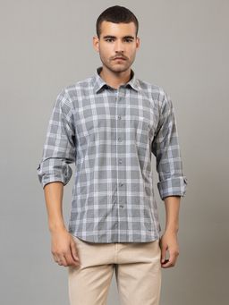 Club York - Grey Full Sleeve Checks Shirt