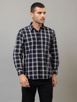 Club York - Black Full Sleeve Checks Shirt