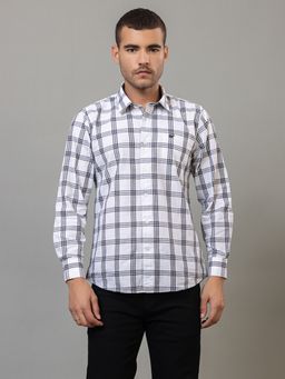 Club York - Grey White Full Sleeve Checks Shirt