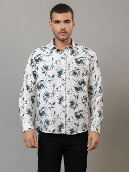 Club York - White Full Sleeve Printed Shirt