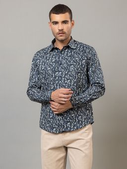 Club York - Navy Full Sleeve Printed Shirt