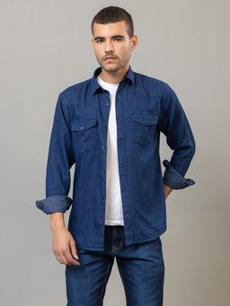 Club York - Blue Full Sleeve Solid Shirt