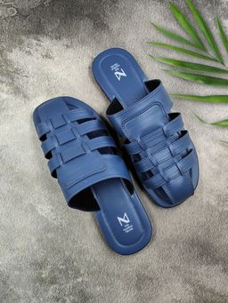 The Madras Trunk - Theo Slip On Sandals In Blue