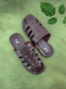 The Madras Trunk - Theo Slip On Sandals In Brown