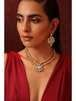 SWABHIMANN - Noureen Mint Kundan Necklace Set