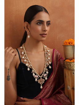 SWABHIMANN - Vanshika Red Kundan Long Necklace Set