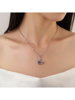 Salty - Women Purple Crystal Swan Pendant Necklace