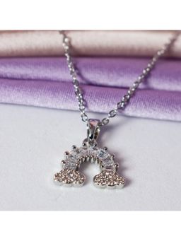 Salty - Women Luminous Rainbow Arch Design Silver Plated Necklace