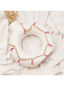Salty - Women Chic Rose Pink Tassel Chain Necklace