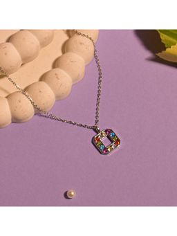 Salty - Women Colorburst Medallion Silver Plated Necklace
