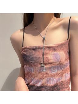 Salty - Women Satin Silver Tassel Chain Necklace