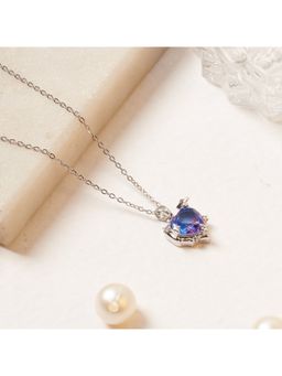 Salty - Women Flaming Passion Silver Plated Purple Pendant Necklace