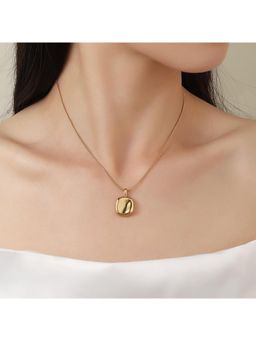 Salty - Women Gold Round Textured Charm Necklace