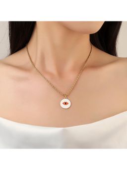 Salty - Women White and Orange Evil Eye Statement Necklace