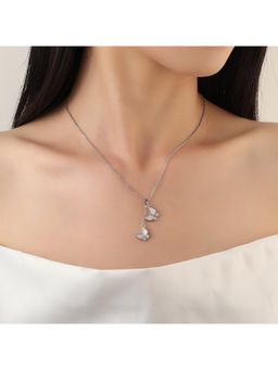 Salty - Women Flying Wings Studded Silver Plated Necklace