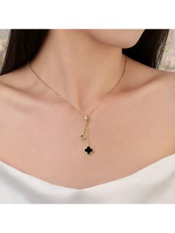 Salty - Women Evergreen Clover Hanging Black Necklace