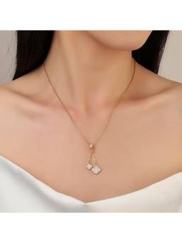 Salty - Women Studded Clover Hanging White Necklace