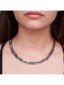 Salty - Women Modern Edge Silver Necklace