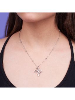 Salty - Women Ribbon Charm Silver Necklace