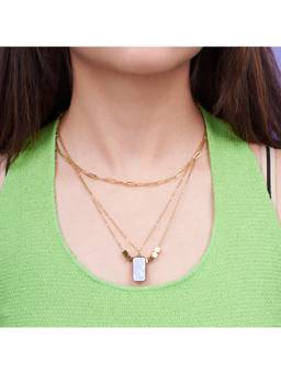 Salty - Women White Marble Gold Plated Necklace