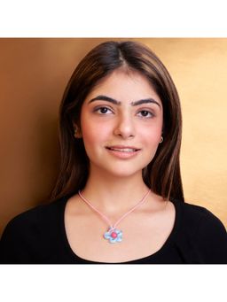 Salty - Women Blooming Floral Pink-Blue Statement Necklace