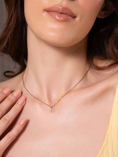 Women White Stone In-Love Charm Necklace