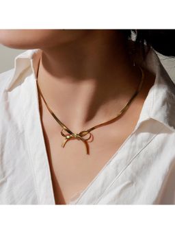Salty - Women Gold Sweetheart Ribbon Necklace