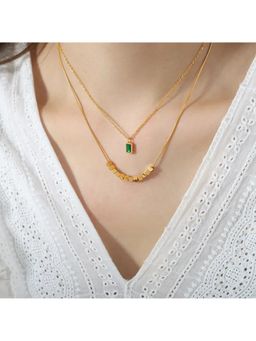 Salty - Women Emerald Green Vine Gold Plated Necklace