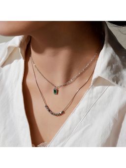 Salty - Women Emerald Green Vine Silver Plated Necklace