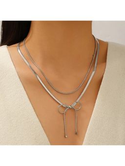Salty - Women Frost Bow Silver Necklace