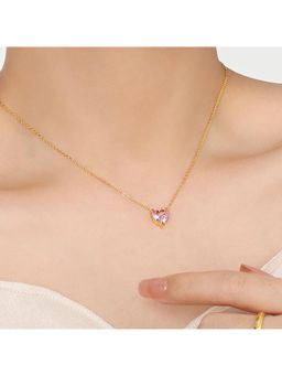 Salty - Women Pink Heart Dainty Necklace