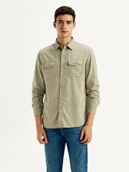 Levi's - Men's Solid Olive Slim Fit Shirt