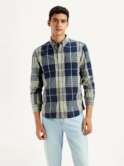 Levi's - Men's Checkered Navy Blue Slim Fit Shirt