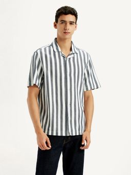 Levi's - Men's Striped White Relaxed Fit Camp Shirt
