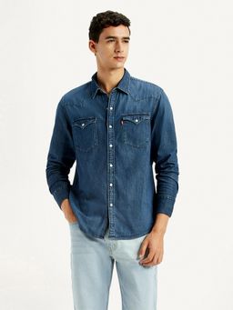 Levi's - Men's Solid Dark-Blue Slim Fit Shirt
