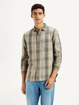 Levi's - Men's Checkered Beige Slim Fit Shirt