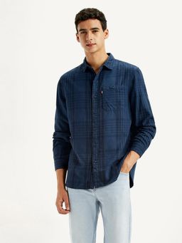 Levi's - Men's Checkered Dark-Blue Slim Fit Shirt