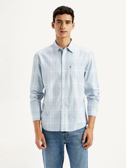 Levi's - Men's Plaid Light-Blue Slim Fit Shirt