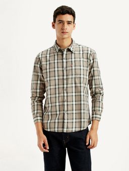 Levi's - Men's Checkered Beige Slim Fit Shirt