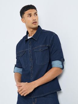 Styli - Men Boxy Fit Denim Shirt