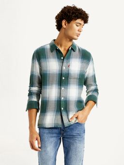 Levi's - Men's Textured Green Slim Fit Shirt
