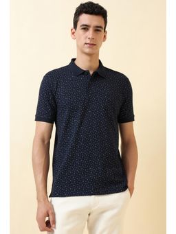 Allen Solly - Men Navy Blue Print Polo T-Shirt
