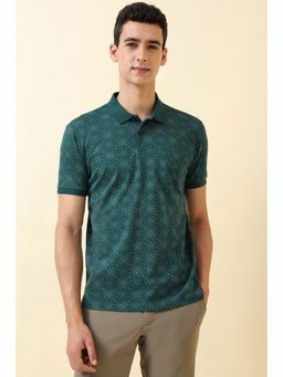 Allen Solly - Men Teal Printed Polo T-Shirt