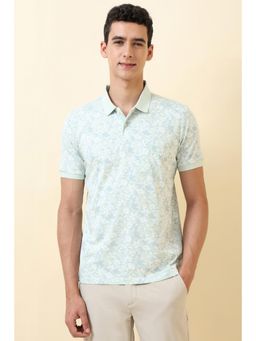 Allen Solly - Men Light Blue Print Polo T-Shirt