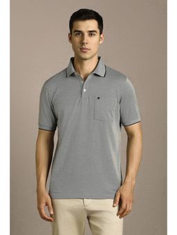 Louis Philippe - Men Grey Print Polo T-Shirt