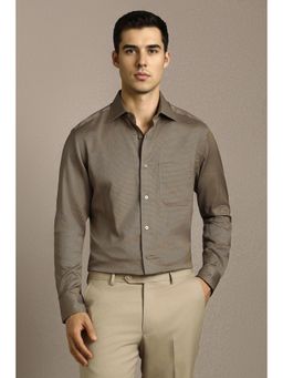 Louis Philippe - Men Brown Textured Full Sleeves Formal Shirt