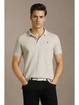 Louis Philippe - Men Grey Textured Polo T-Shirt